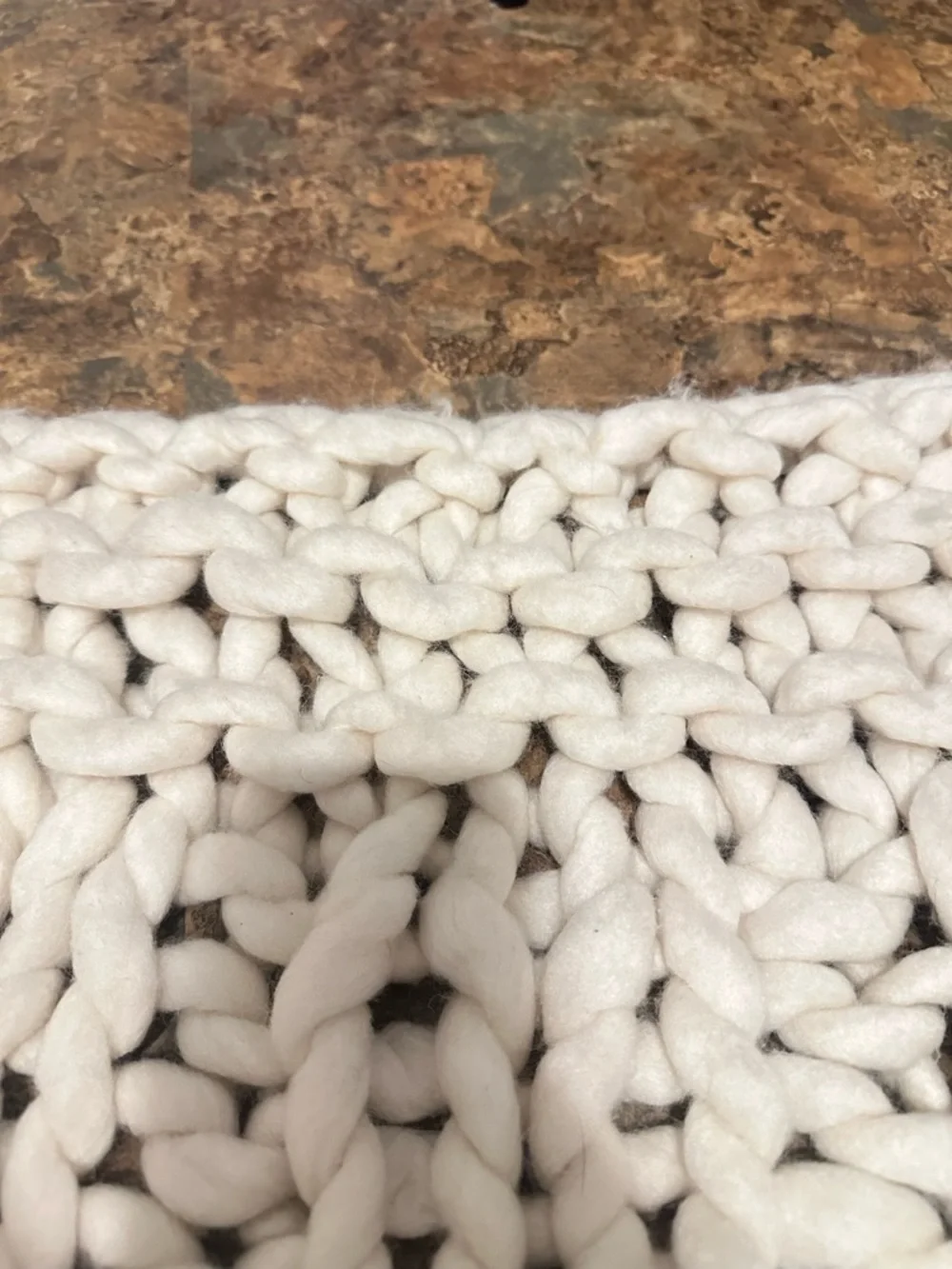 Ethan Allen Chunky Knit Throw Blanket in Ivory
